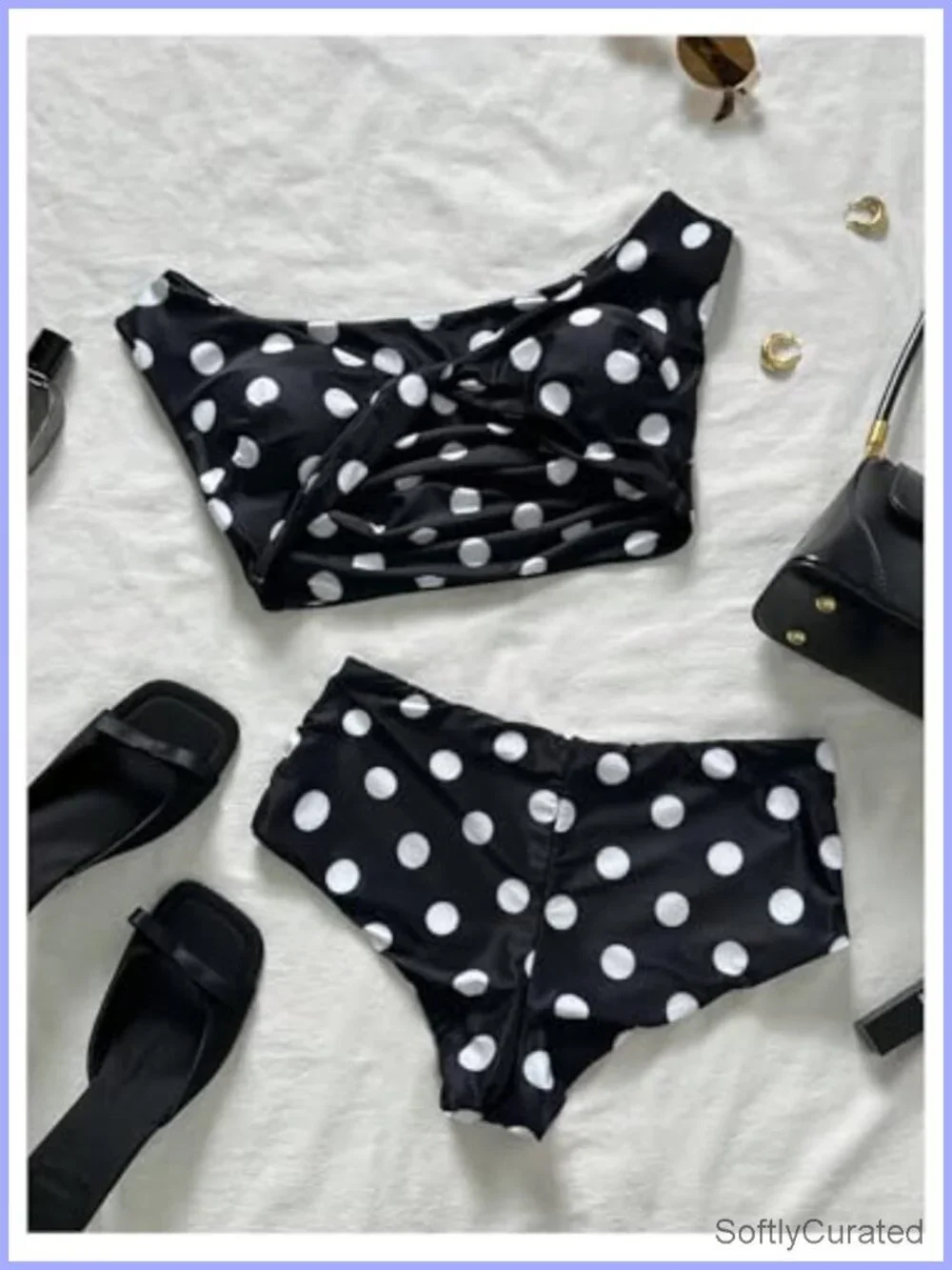 Polka Dots Twist High Waisted Bikini Set Two Piece Bathing Suit Beachwear